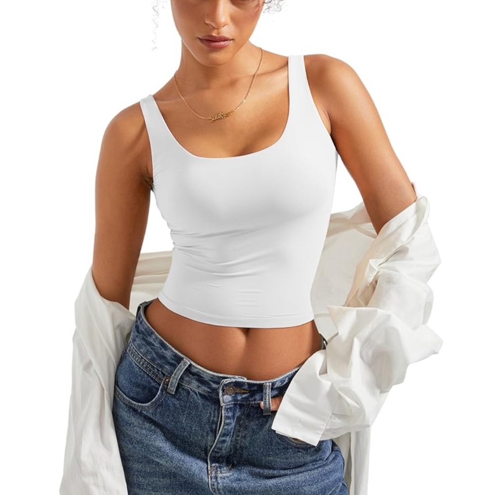 White Sleeveless Tank Top